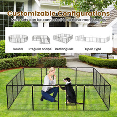 16 Panel 24/32/40 Inches Height Dog Playpen with Lock and Large Door-32 inches