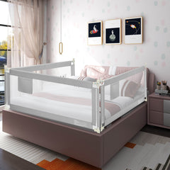 76.8 Inch Baby Bed Rail with Double Safety Child Lock-Gray