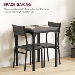 Dining Table Set for 2, 3 Piece Kitchen Table and Chairs with Metal Legs for Small Spaces, Natural Wood