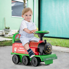 6V Kids Ride On Christmas Train with 16 Track Pieces, Whistle and Anti Tilt Device, Green