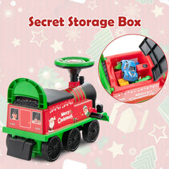 6V Kids Ride On Christmas Train with 16 Track Pieces, Whistle and Anti Tilt Device, Green