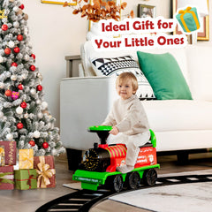 6V Kids Ride On Christmas Train with 16 Track Pieces, Whistle and Anti Tilt Device, Green