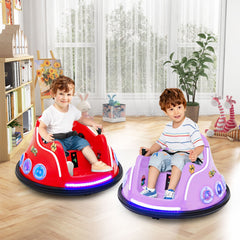 12V Kids Ride On Bumper Car with Frequency Pairing Remote, 3 Speeds, 360 Degree Spin and Safety Belt, Purple