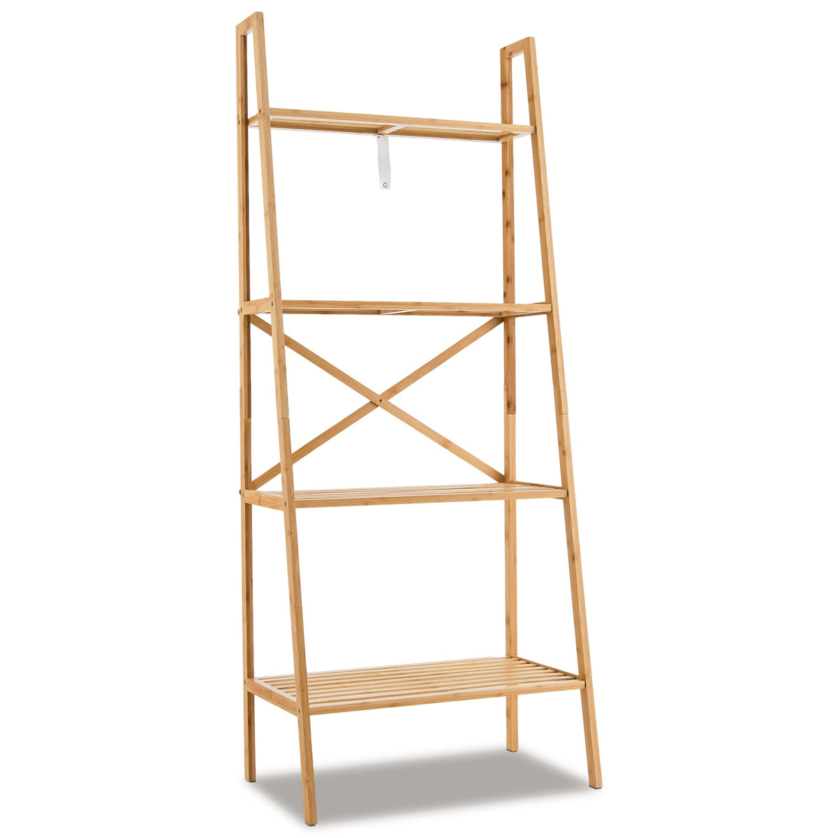 58 Inch 4 Tier Bamboo Ladder Bookshelf and Plant Stand, Natural