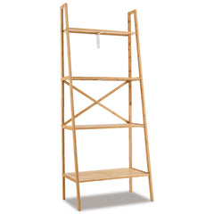58 Inch 4 Tier Bamboo Ladder Bookshelf and Plant Stand, Natural