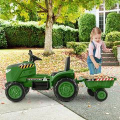 12V Kids Ride On Tractor with Detachable Trailer, Parent Remote, 3 Speeds, Slow Start and Radio, Ages 3 to 8, Dark Green