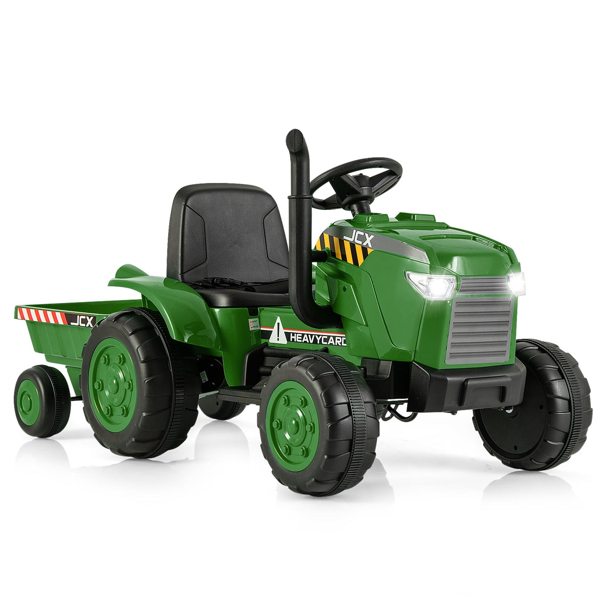 12V Kids Ride On Tractor with Detachable Trailer, Parent Remote, 3 Speeds, Slow Start and Radio, Ages 3 to 8, Dark Green