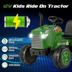 12V Kids Ride On Tractor with Detachable Trailer, Parent Remote, 3 Speeds, Slow Start and Radio, Ages 3 to 8, Dark Green