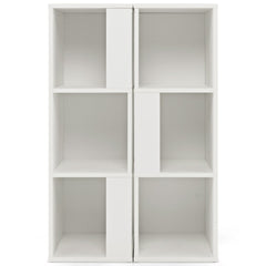 3 Tier Bookcase Pair, 6 Cubes in Two Freestanding Units, White