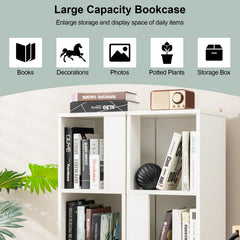 3 Tier Bookcase Pair, 6 Cubes in Two Freestanding Units, White
