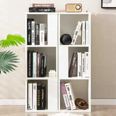 3 Tier Bookcase Pair, 6 Cubes in Two Freestanding Units, White
