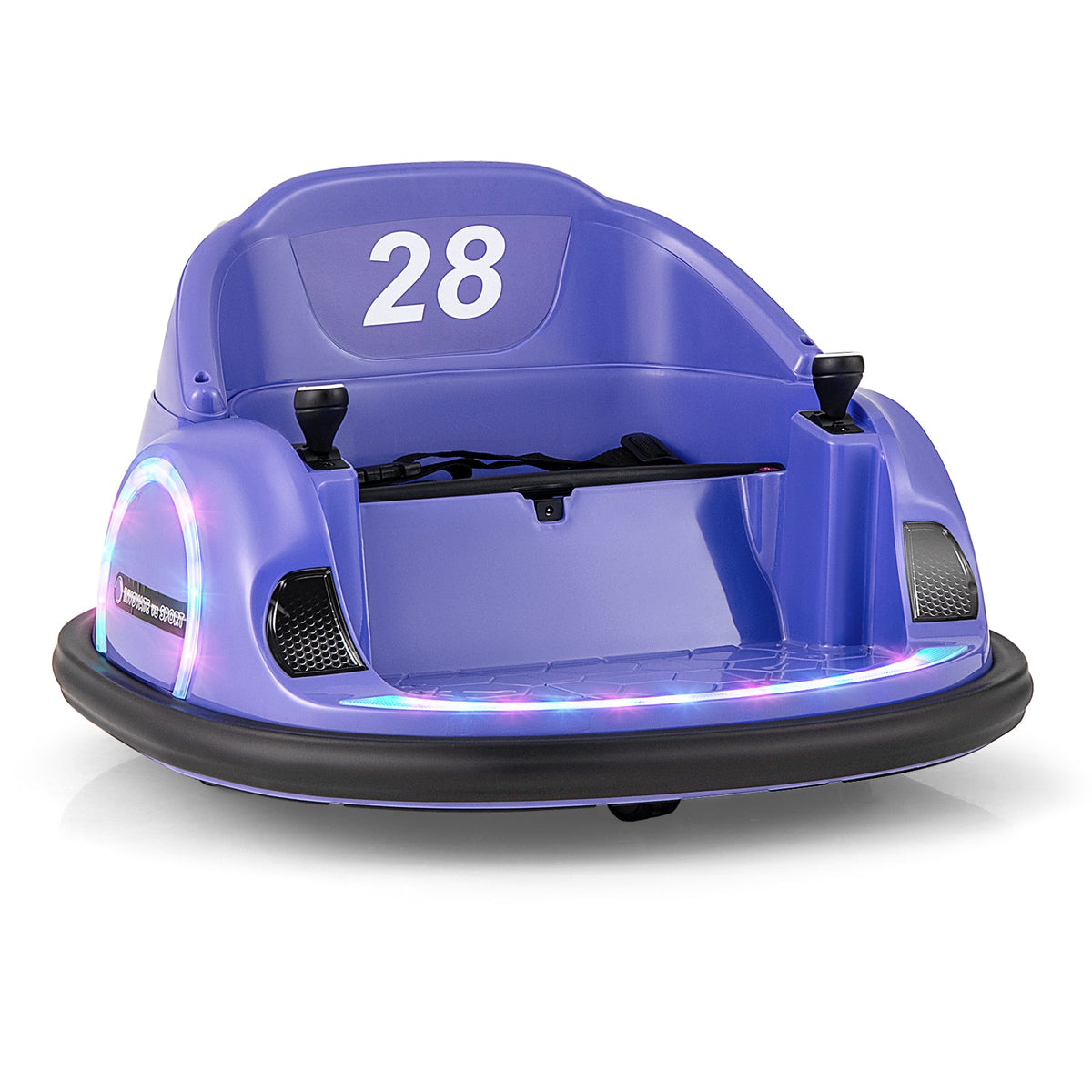 12V Ride On Bumper Car for Toddlers, 360 Degree Spin, Colour Lights, Wireless Music and Parent Remote, 55 lb Limit, Purple