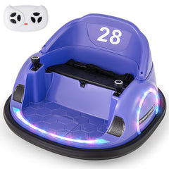 12V Ride On Bumper Car for Toddlers, 360 Degree Spin, Colour Lights, Wireless Music and Parent Remote, 55 lb Limit, Purple