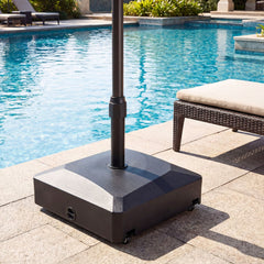 176 LBS Fillable Mobile Umbrella Base with 4 Wheels and 2 Locks-Black