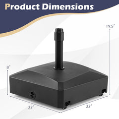 176 LBS Fillable Mobile Umbrella Base with 4 Wheels and 2 Locks-Black