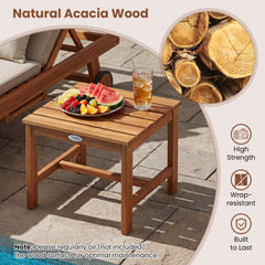 17” Square Patio Acacia Wood Side Table with Slatted Tabletop-Set of 1