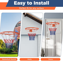 18 inches Basketball Rim Heavy Duty Wall Mounted Basketball Rim Goal Replacement-Orange