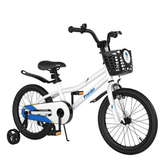 18 Inch Kids Bike with Removable Training Wheels, White