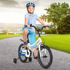 18 Inch Kids Bike with Removable Training Wheels, White