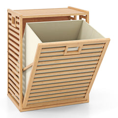 18 Gal Bamboo Tilt-out Laundry Hamper with Removable Fabric Bin-Natural