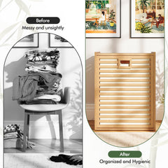 18 Gal Bamboo Tilt-out Laundry Hamper with Removable Fabric Bin-Natural