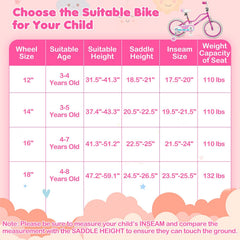 18 Inch Kids Bike with Kickstand, Training Wheels and Reflectors, Pink