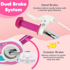 18 Inch Kids Bike with Kickstand, Training Wheels and Reflectors, Pink