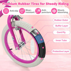 18 Inch Kids Bike with Kickstand, Training Wheels and Reflectors, Pink