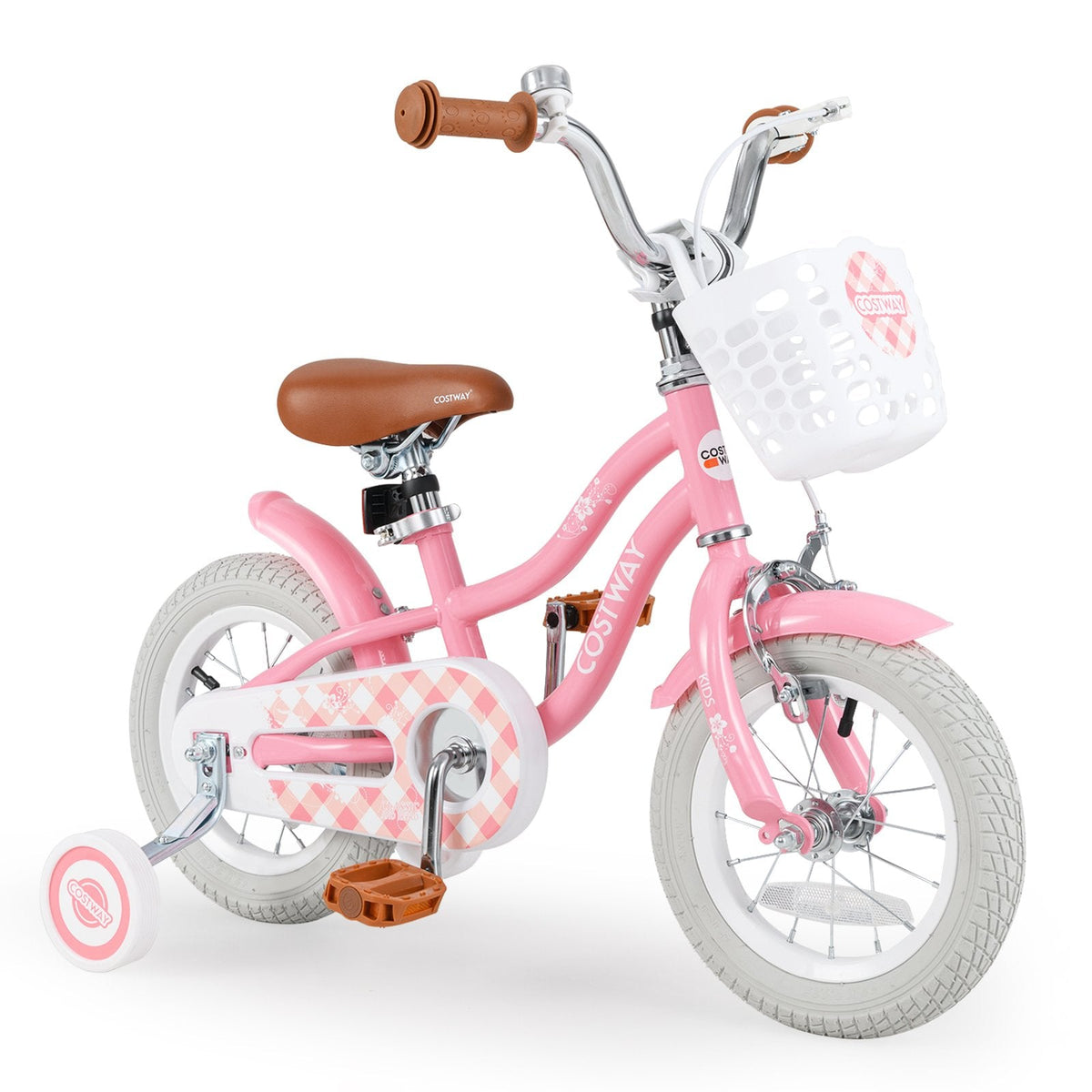 18 Inch Kids Bike with Training Wheels and Basket for Boys and Girls Ages 4 to 8