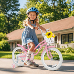18 Inch Kids Bike with Training Wheels and Basket for Boys and Girls Ages 4 to 8