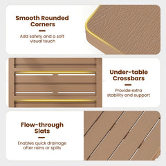 18 Inch Outdoor Adirondack Side Table with Slatted Surface-Brown
