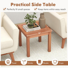 18 Inch Square End Outdoor Adirondack Side Table with Slatted Tabletop