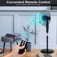16 Inch Adjustable Height Fan with Quiet Oscillating Stand for Home and Office
