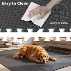 18 PCS Puzzle Exercise Mat EVA Foam Interlocking Floor Tiles-Black
