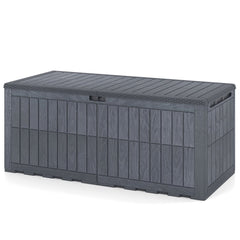 180 Gal Outdoor Deck Box All-Weather Lockable Storage Bin with Lid and Handles-Gray