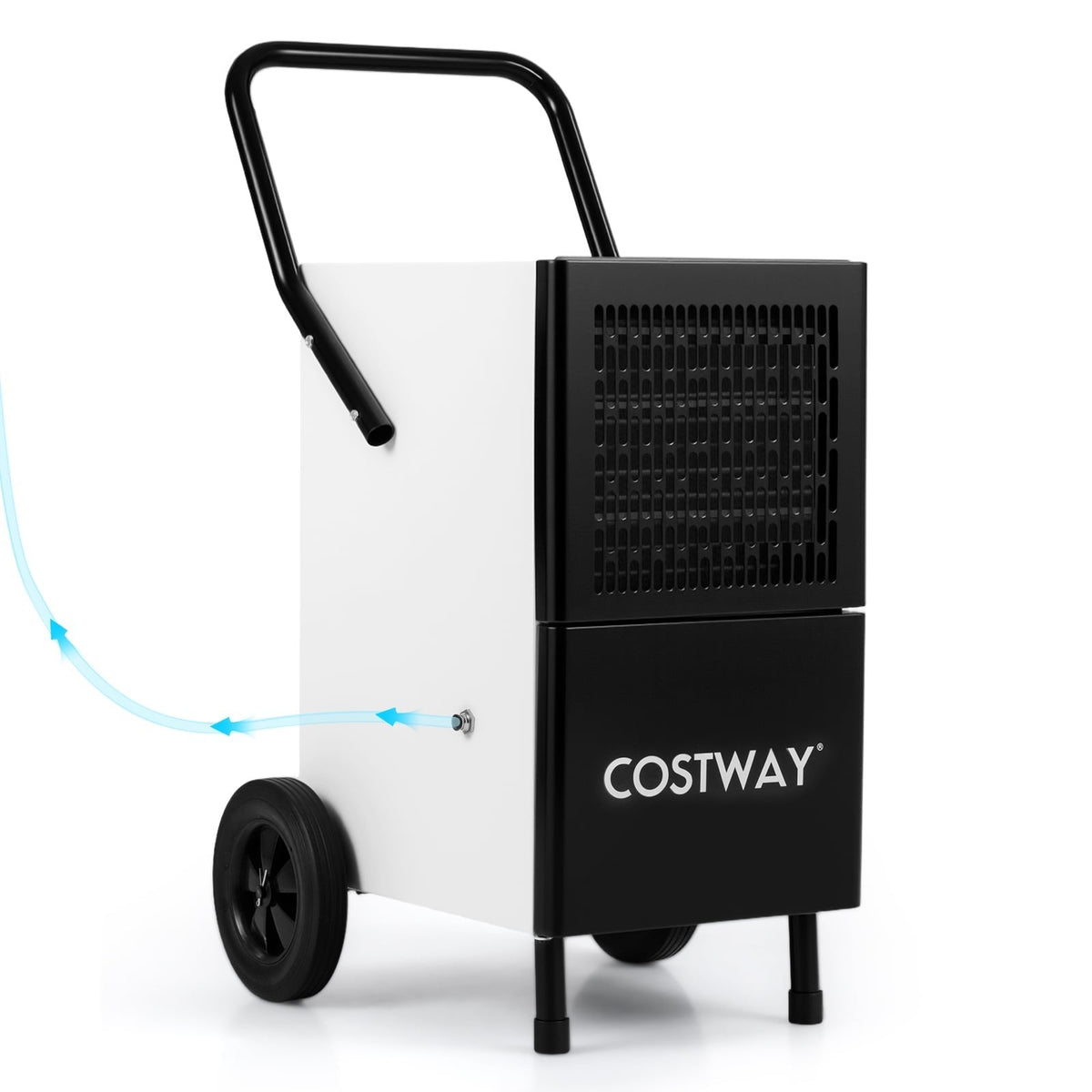 189 Pint Commercial Dehumidifier with Built-in Pump, 16 ft Lift, 8 in Wheels, Upright, Black and White