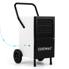 189 Pint Commercial Dehumidifier with Built-in Pump, 16 ft Lift, 8 in Wheels, Upright, Black and White