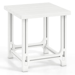 18 Inch Outdoor Adirondack Side Table with Slatted Surface-White