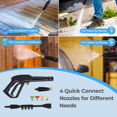 1900 PSI 1.8 GPM Electric Pressure Washer with 4 Quick Connect Nozzles-Blue