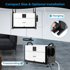 192 Pint Crawl Space Dehumidifier, CSA Certified, Wall Mount Panel, 20 to 90% Range, White