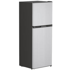 Double Door Mini Fridge with Freezer, 4.6 Cu.Ft Small Refrigerator with Thermostat, Shelves, Reversible Door, Black