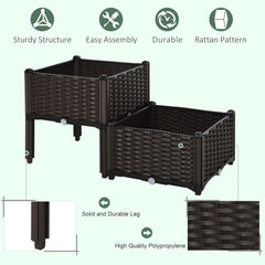 1 Piece Raised Garden Bed PP Raised Flower Bed Vegetable Herb Grow Box Stand Brown