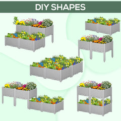 1 Piece Raised Garden Bed PP Raised Flower Bed Vegetable Herb Grow Box Stand Brown