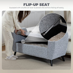 Upholstered Storage Bench with Arms, Modern Ottoman Bench for Bedroom, Entryway, and Living Room, Black