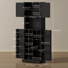 71.5" Tall Pantry Cabinet, Farmhouse Kitchen Storage Cabinet with Adjustable Shelves, 8 Door Spice Racks, Black