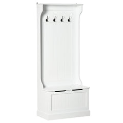 4-In-1 Hall Tree with Coat Rack, Top Shelf, Shoe Storage and Bench Seat, Entryway Bench with 4 Hooks