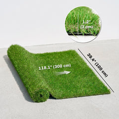 Artificial Grass 10' x 3' (30 Square Feet), Fake Grass Turf with UV Protection, Drain Holes for Rain, Green