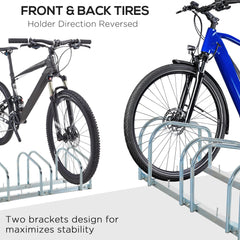3-Bike Bicycle Floor Parking Rack Cycling Storage Stand Ground Mount Garage Organizer for Indoor and Outdoor Use Black