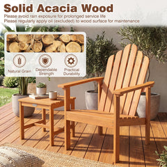 1-Pack Stackable Adirondack Chairs with Solid Acacia Wood for Patio