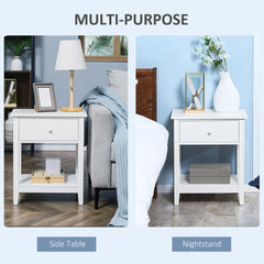 Modern Style Nightstand, Small End Table with Drawer and Storage Shelf for Bedroom, Living Room, Black
